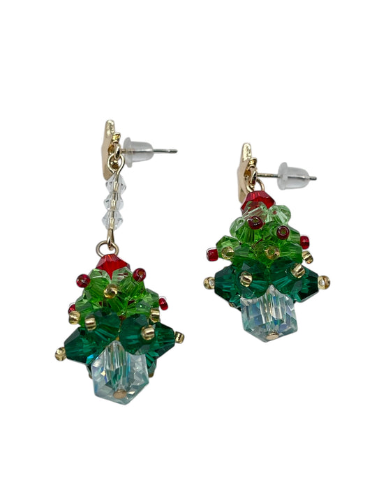 “A Different Christmas” Asymmetric Crystal Tree Earrings