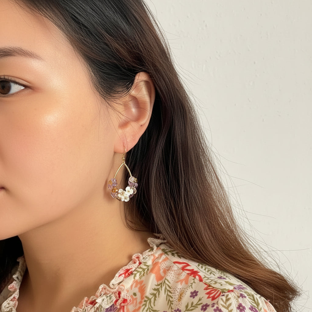 Ametrine Petal Teardrop Earrings