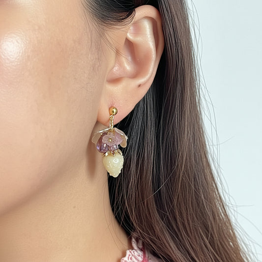 Purple Mountain Berry Strawberry Czech Glass Earrings