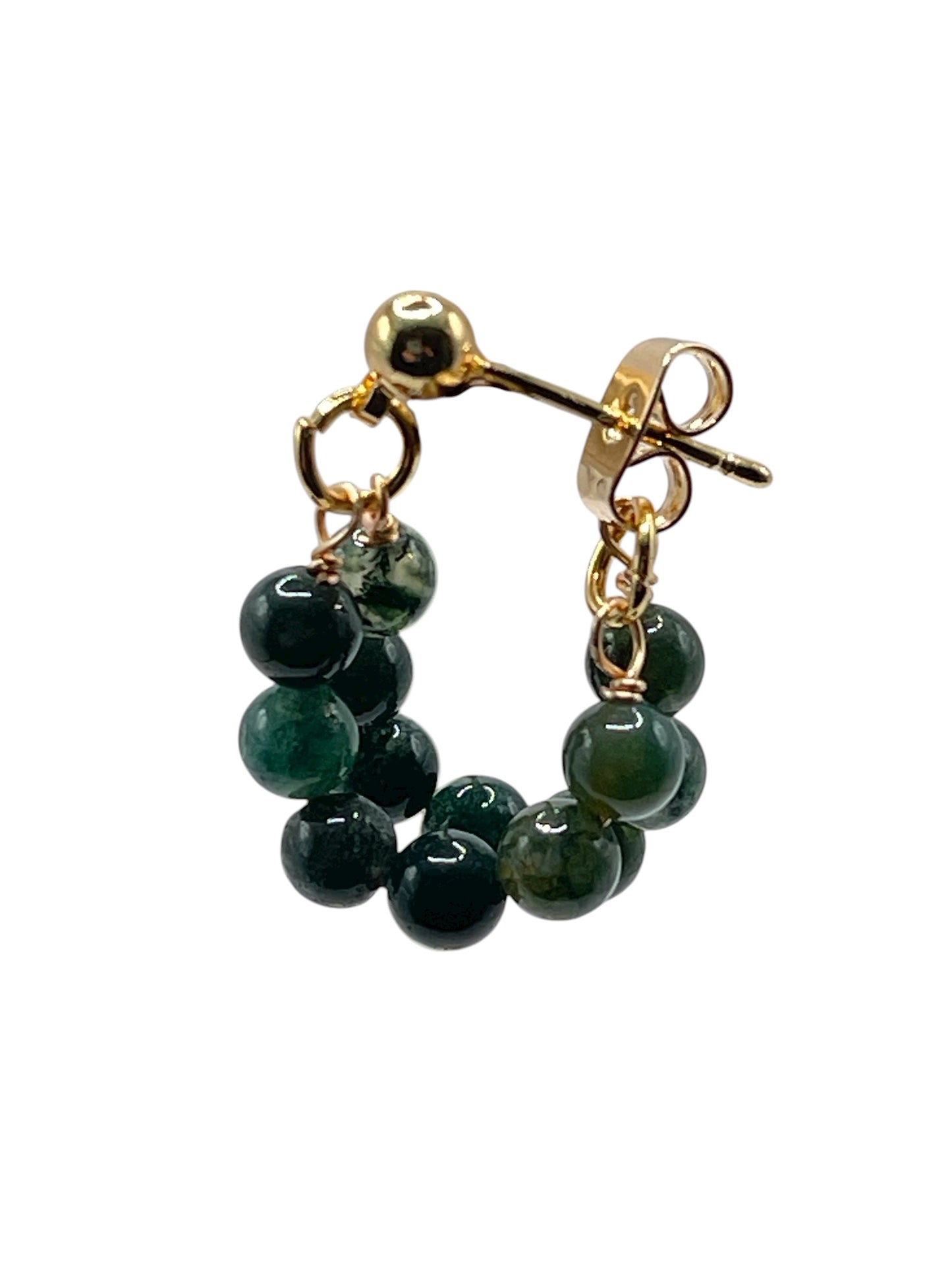 Verdant Agate Mini Hoop Stud Earrings