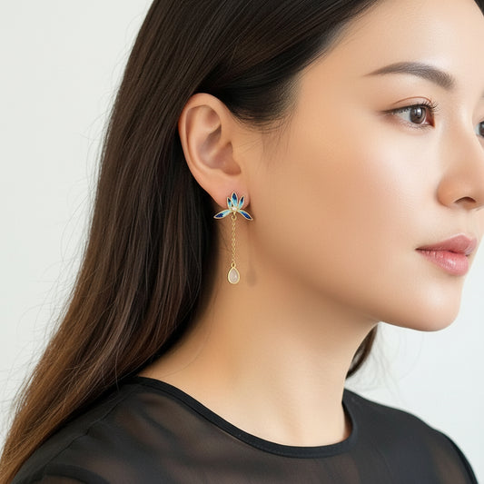 chamira-lotus-hetian-jade-tassel-enamel-earrings