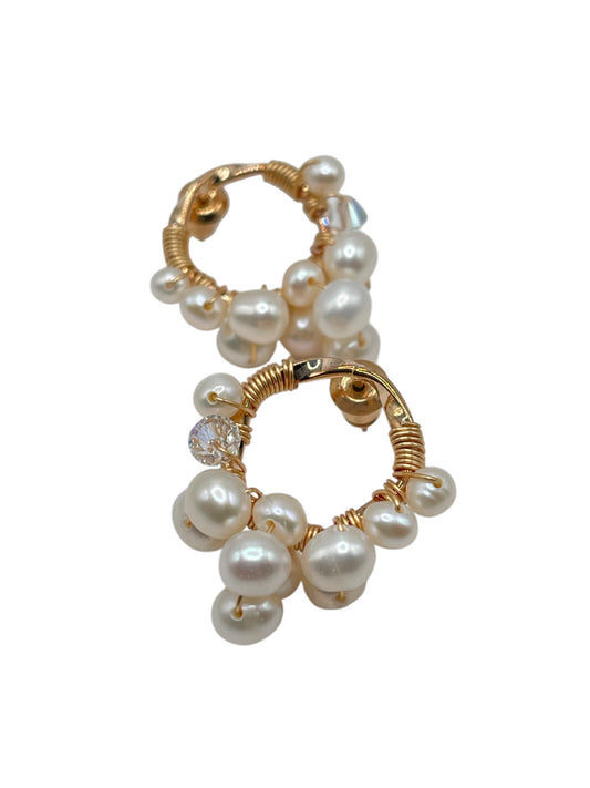 Petite Pearl Cluster Hoops