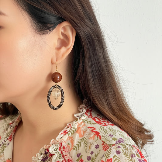 Vintage Resin Antique Bead Drop Earrings