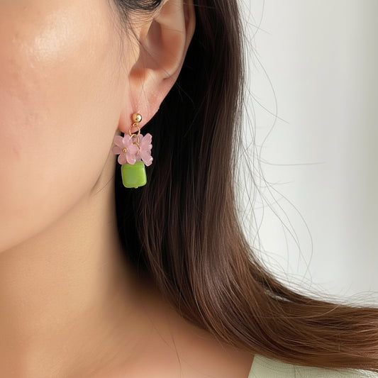 Green Meadow Garden Natural Stone Earrings