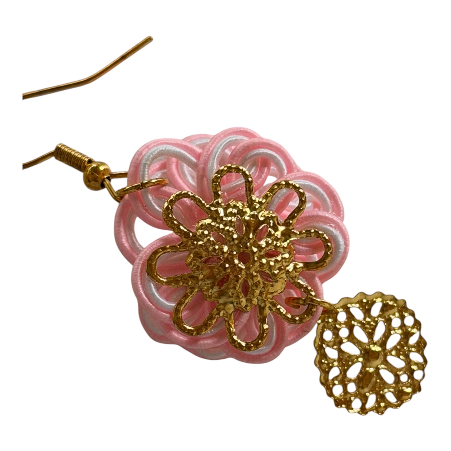 Japanese Pink Floral Drop Earrings