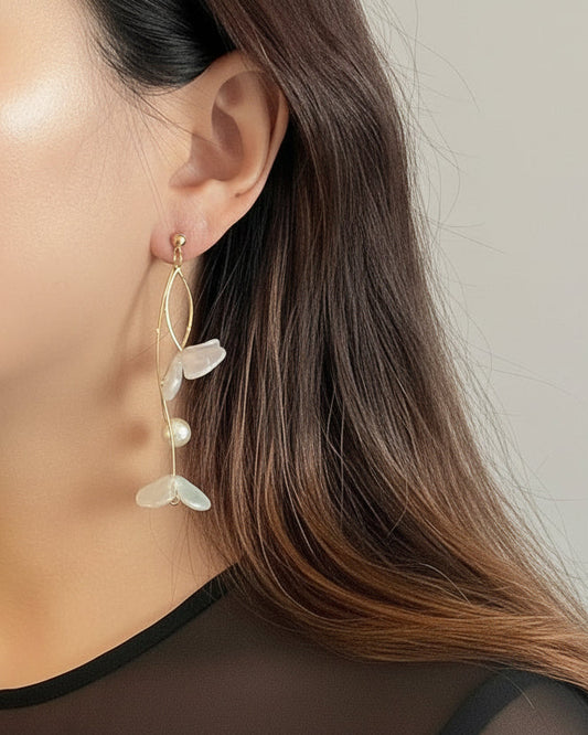 Iridescent Blossom Cotton Pearl Earrings