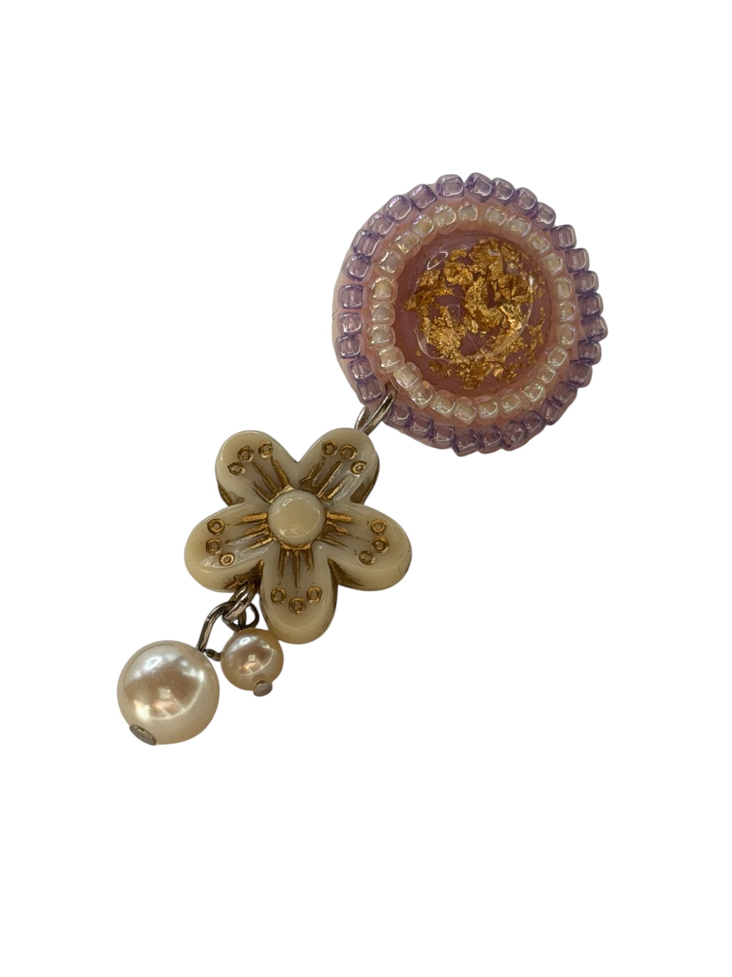 Beaded Floral Pearl Drop Earrings