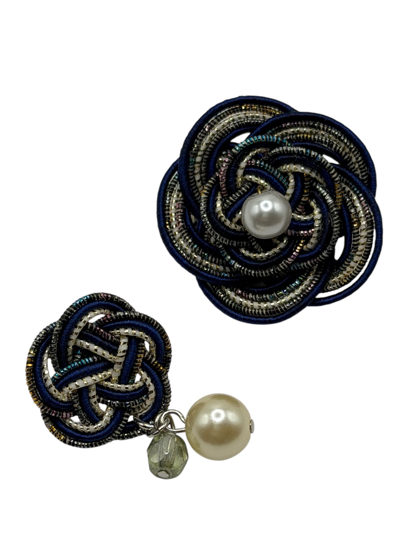 Japanese Mizuhiki Asymmetrical Pearl Earrings