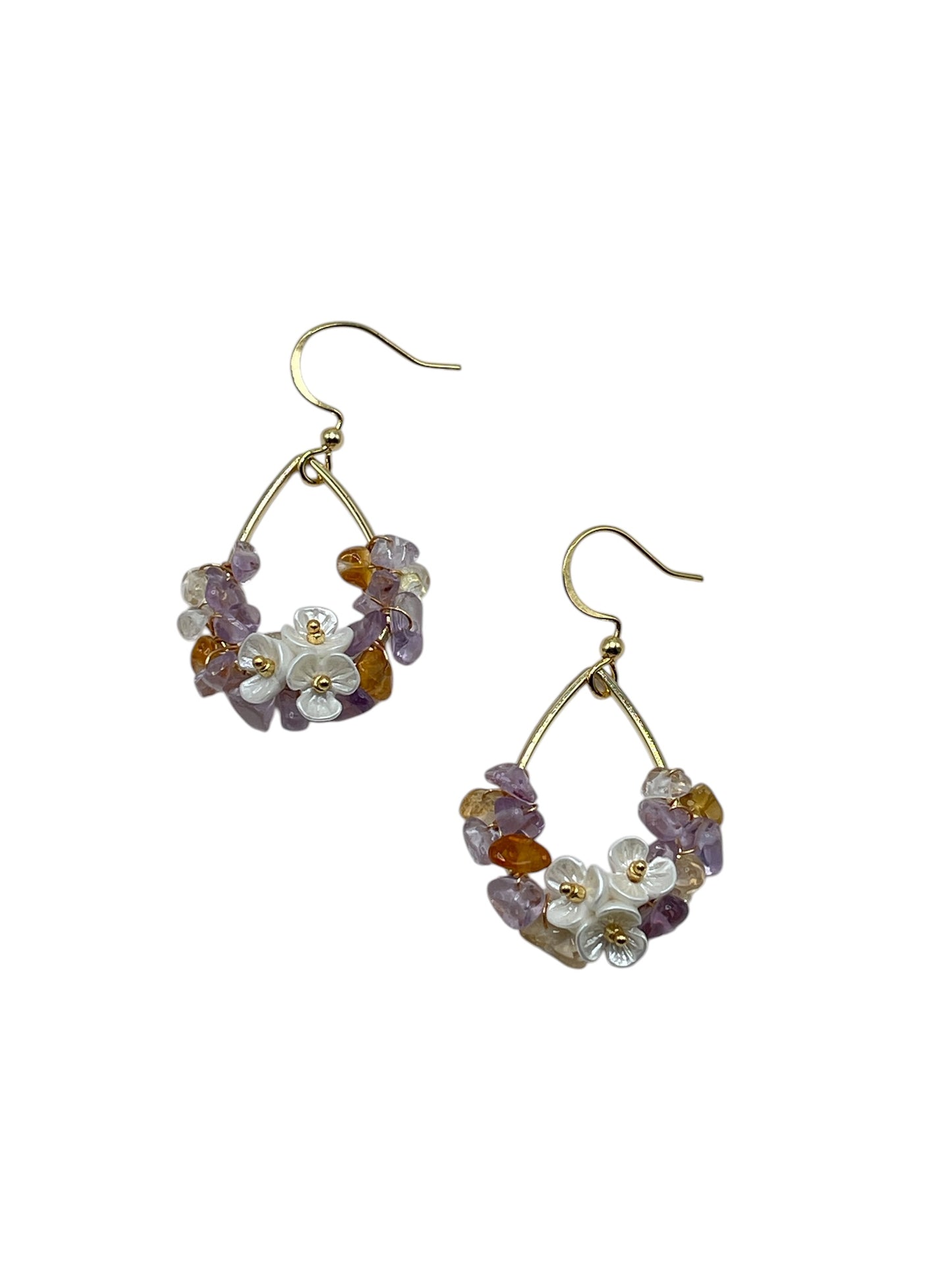Ametrine Petal Teardrop Earrings