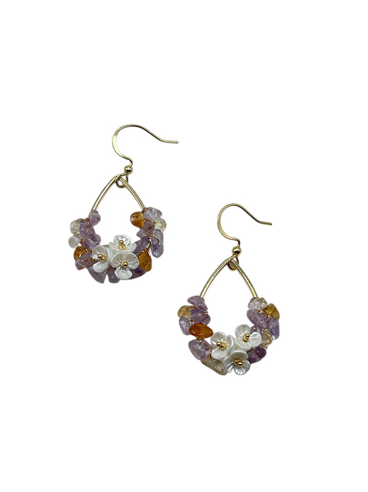 Ametrine Petal Teardrop Earrings