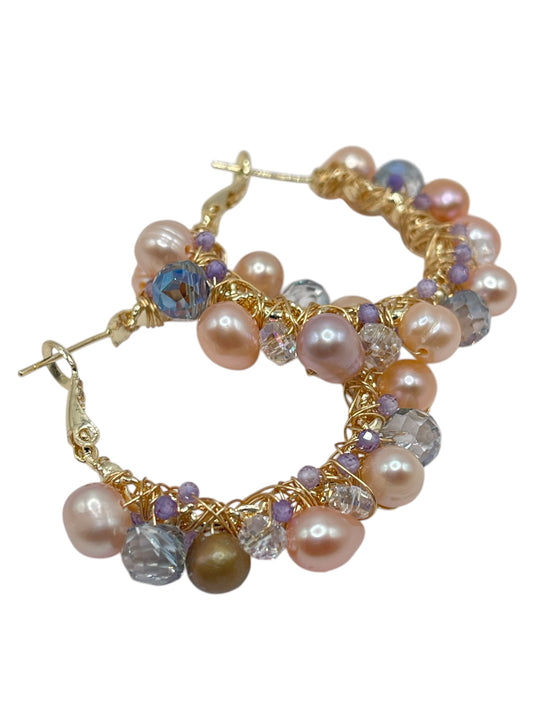 Baroque Freshwater Pearl Hoop Earrings