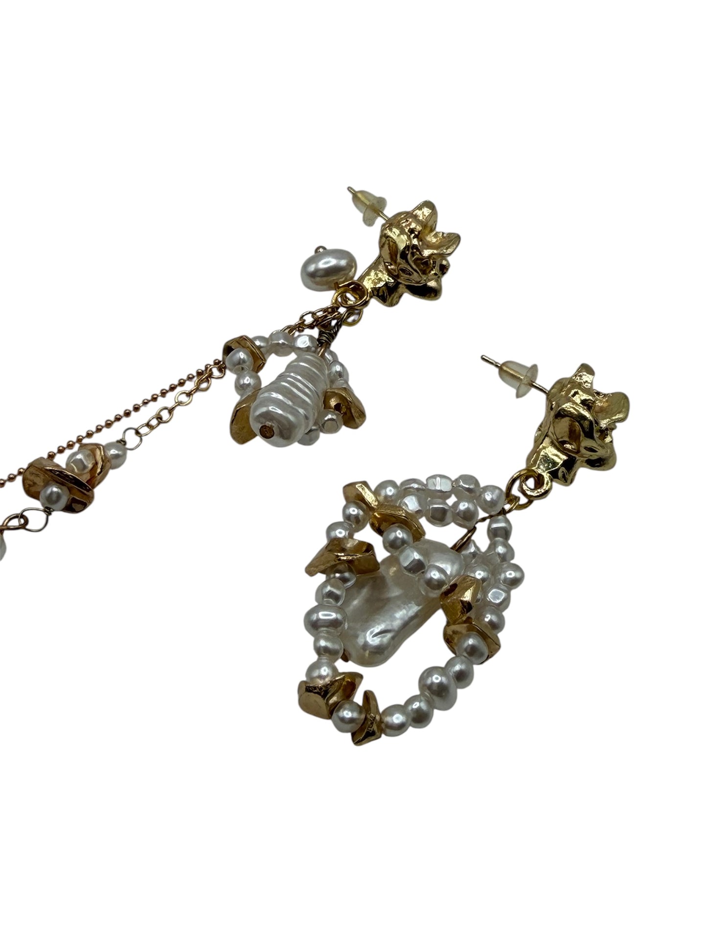 Asymmetric Baroque Pearl Drop Earrings