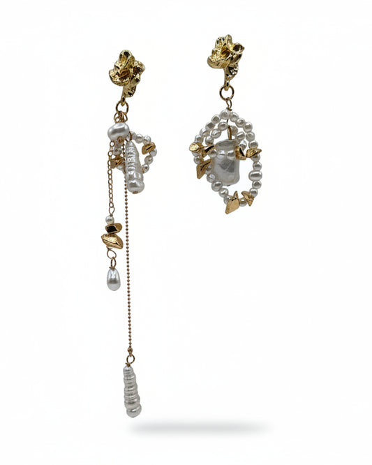Asymmetric Baroque Pearl Drop Earrings