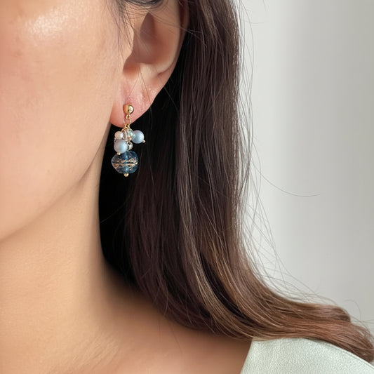 Blue Night Sky Handmade Czech Glass Earrings