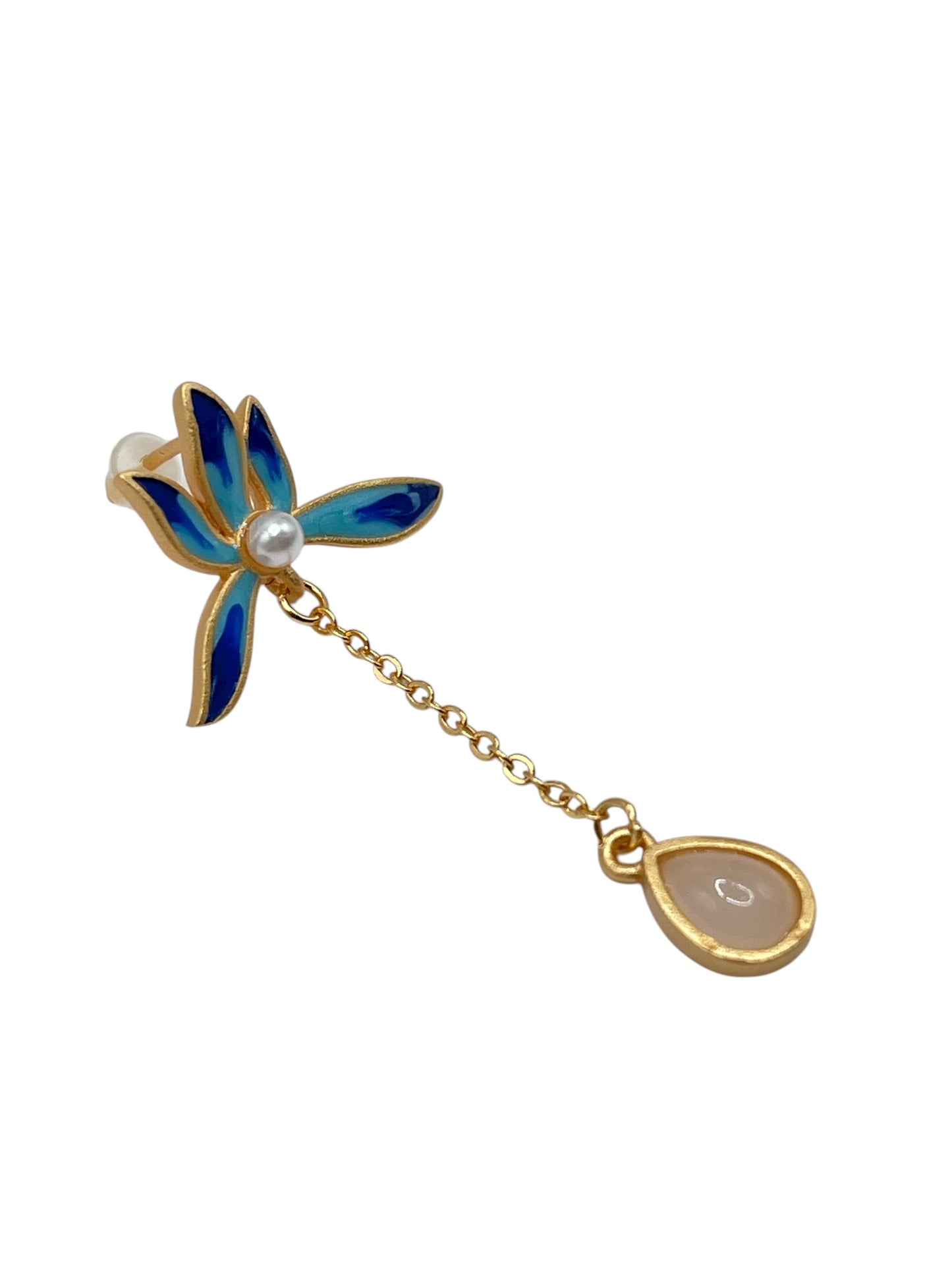 Lotus Jade Tassel Earrings in Cold Enamel