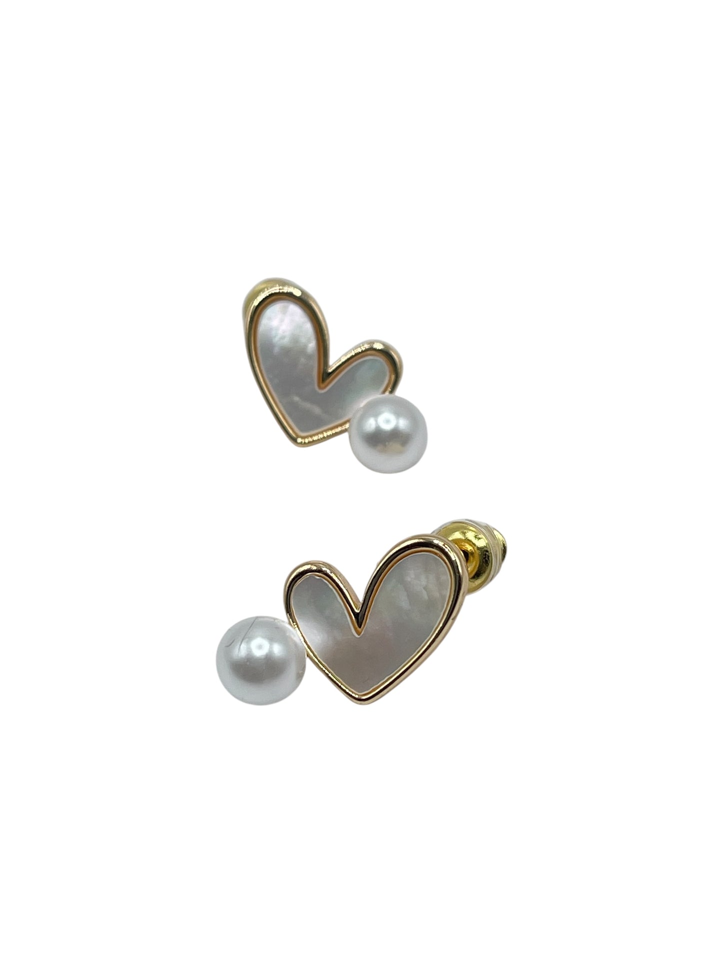 Pearl Heart Stud Earrings