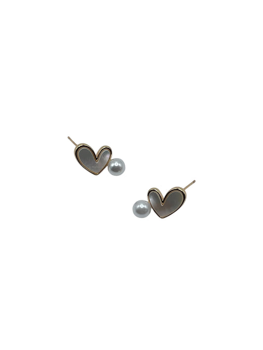 Pearl Heart Stud Earrings