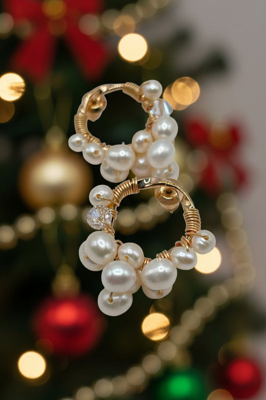 Petite Pearl Cluster Hoops