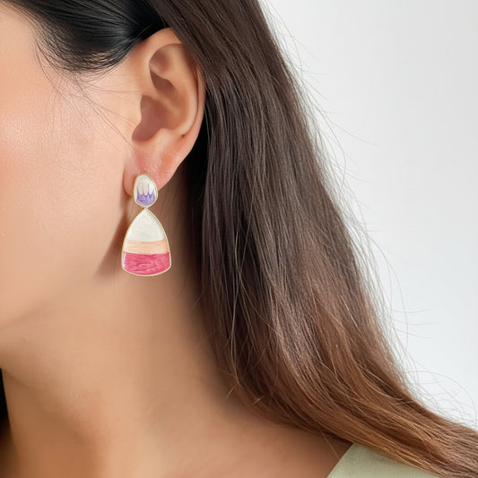 Sunset Afterglow - Oil-Paint Gradient Drop Earrings