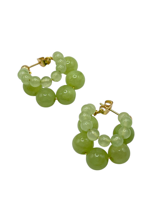 Green Grape Cluster Bead Earrings