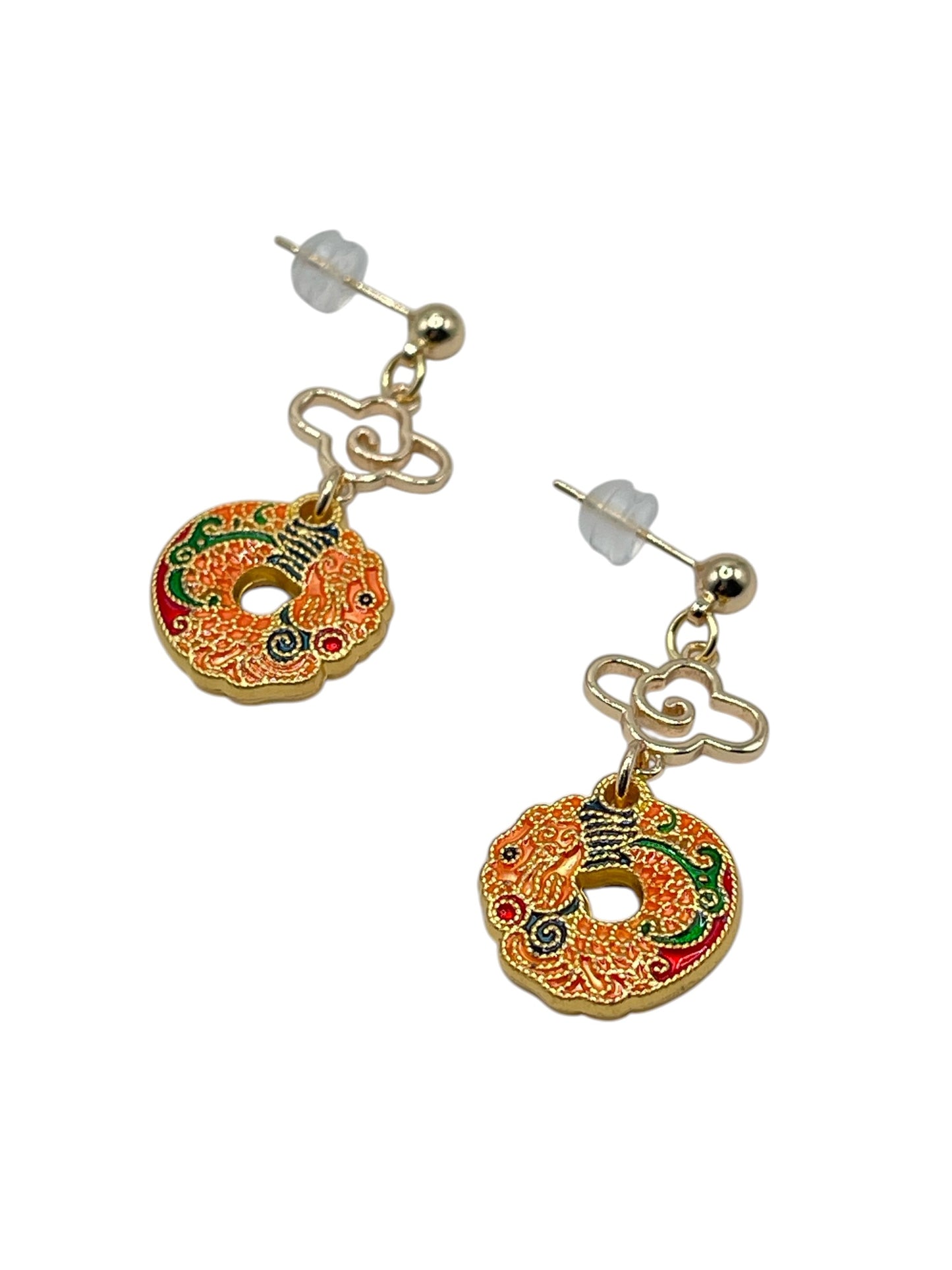 Imperial Dragon Cloud Enamel Drop Earrings