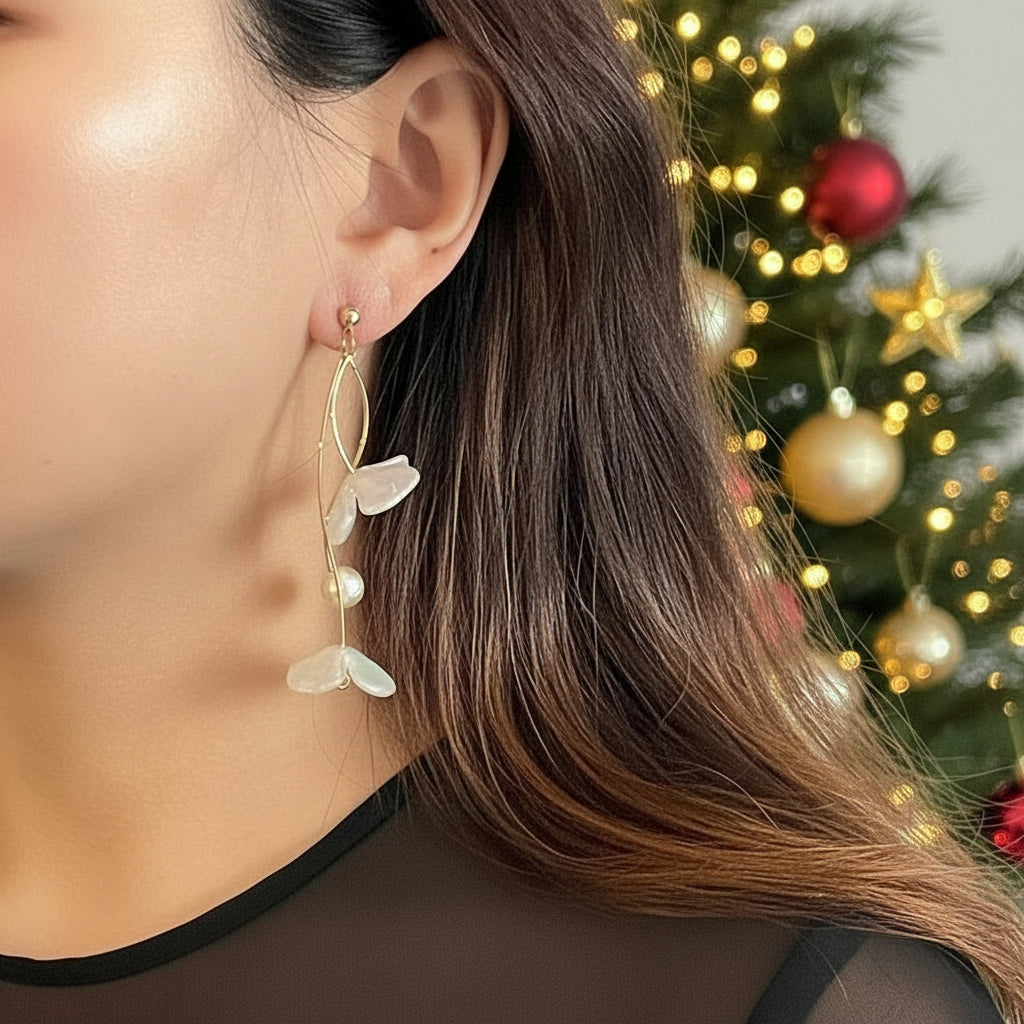 Iridescent Blossom Cotton Pearl Earrings