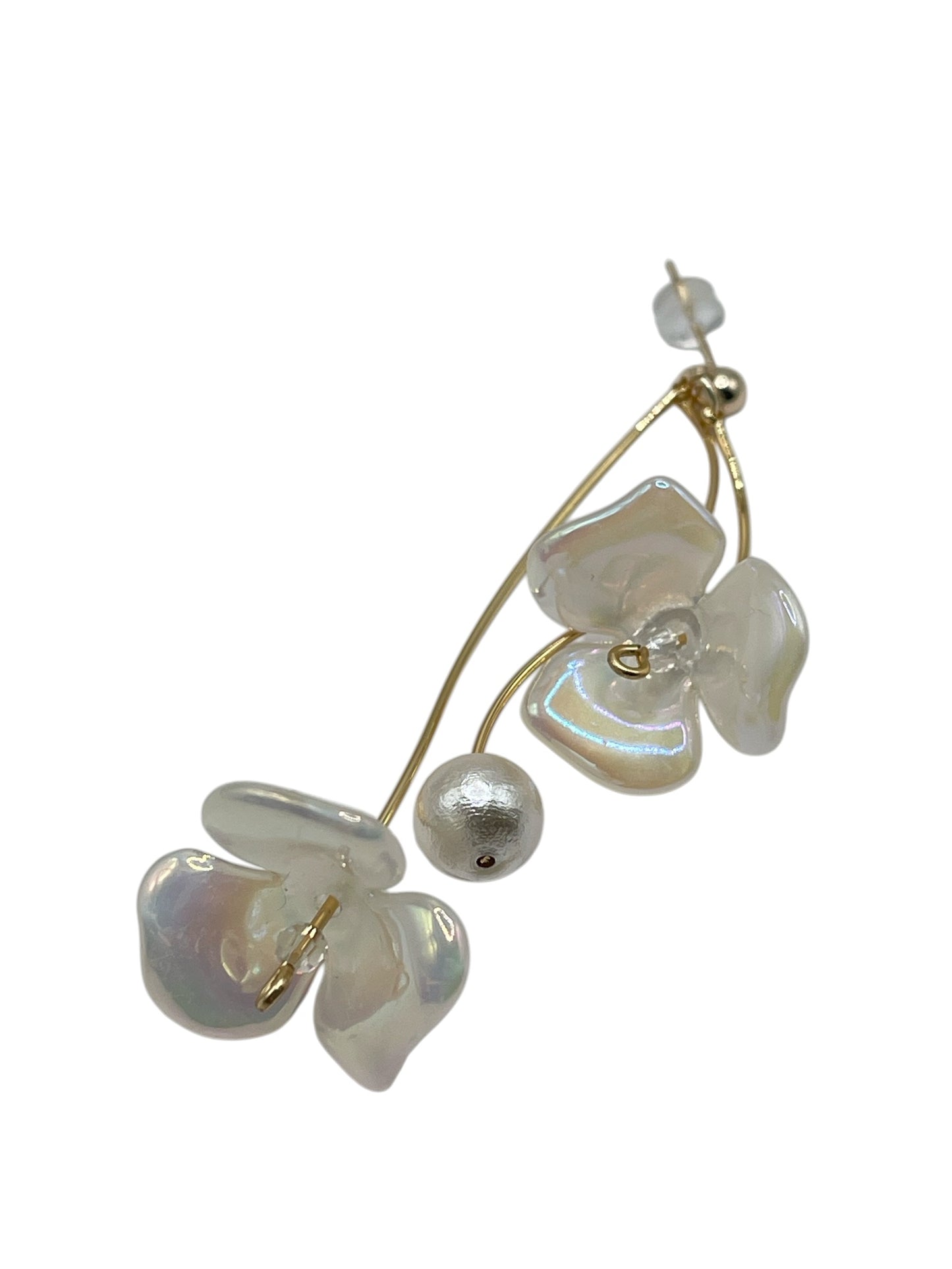 Iridescent Blossom Cotton Pearl Earrings