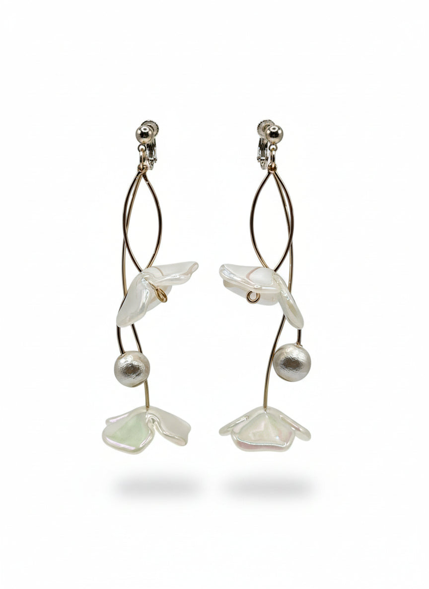 Iridescent Blossom Cotton Pearl Earrings